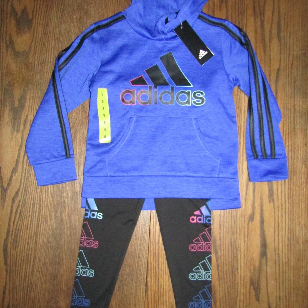 Adidas girls 2 piece hoodie track suit size 5 or 6